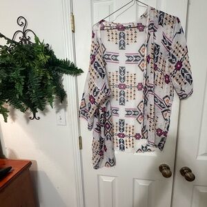Geometric Print Sheer Women's Top